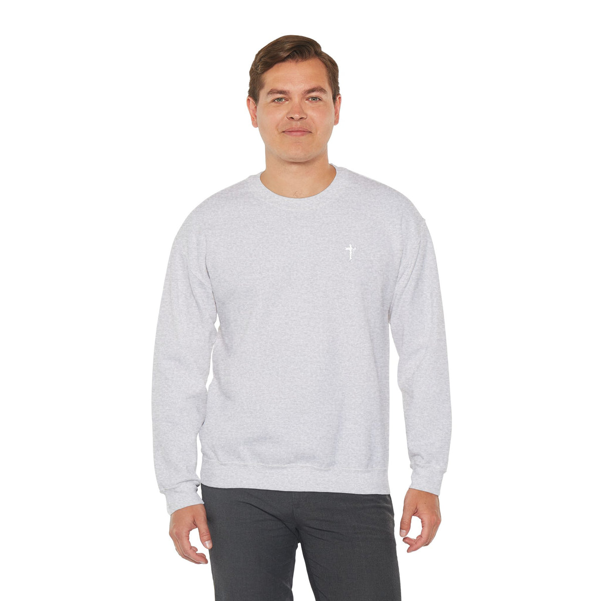 Sweatshirt - Subtle White Cross (Embroidered)