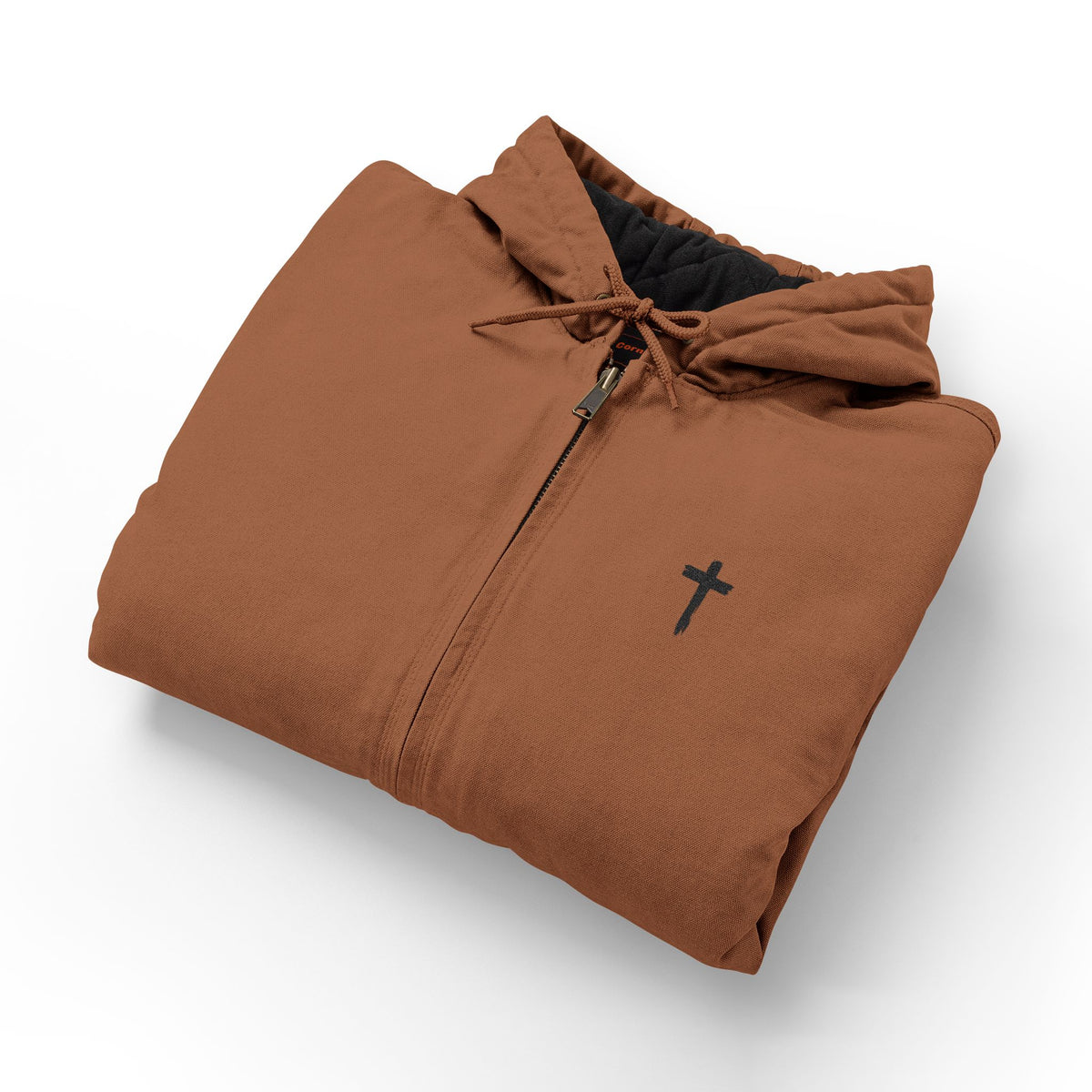 Men's Black Cross (Embroidered) Hooded Work Jacket