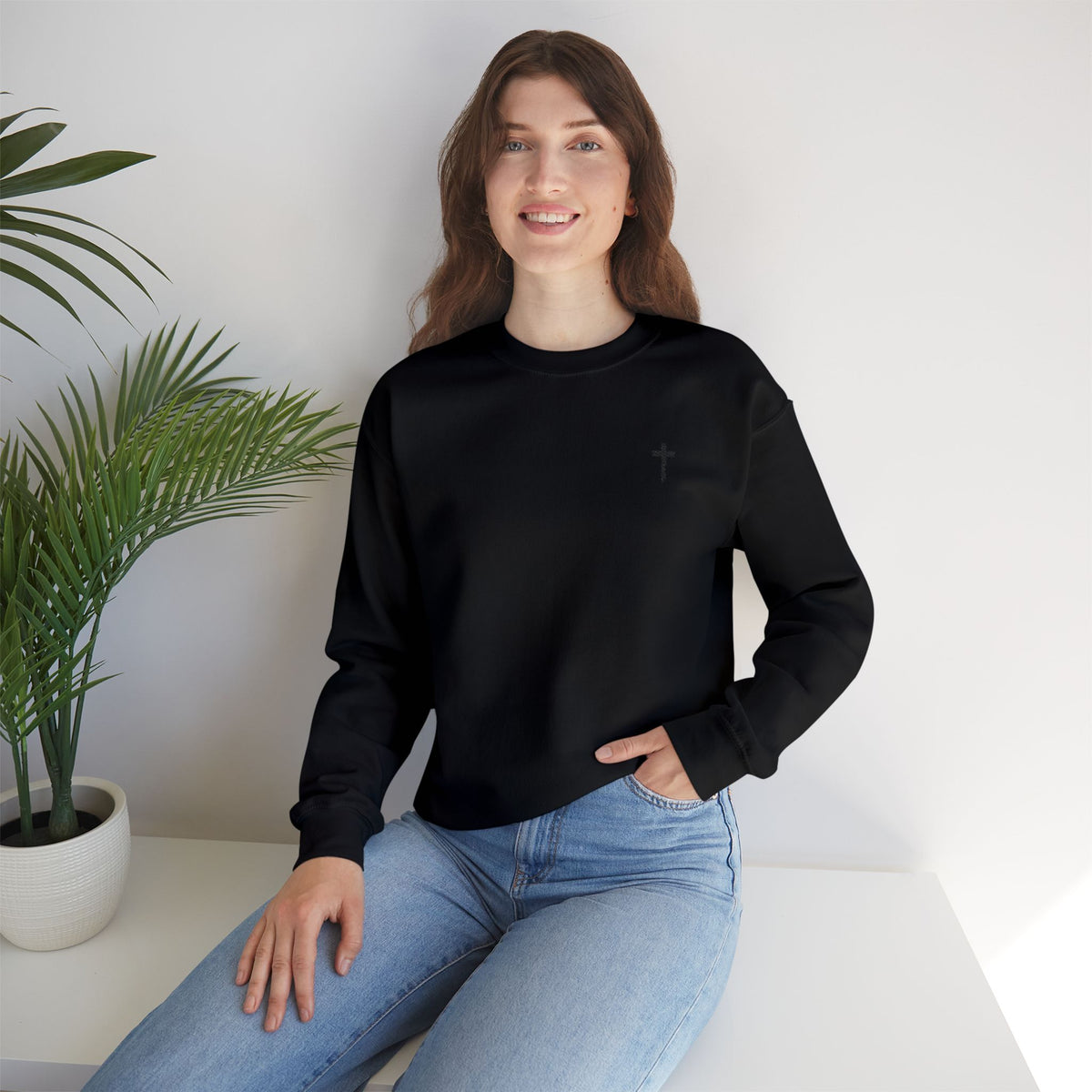 Sweatshirt - Subtle Black Cross (Embroidered)