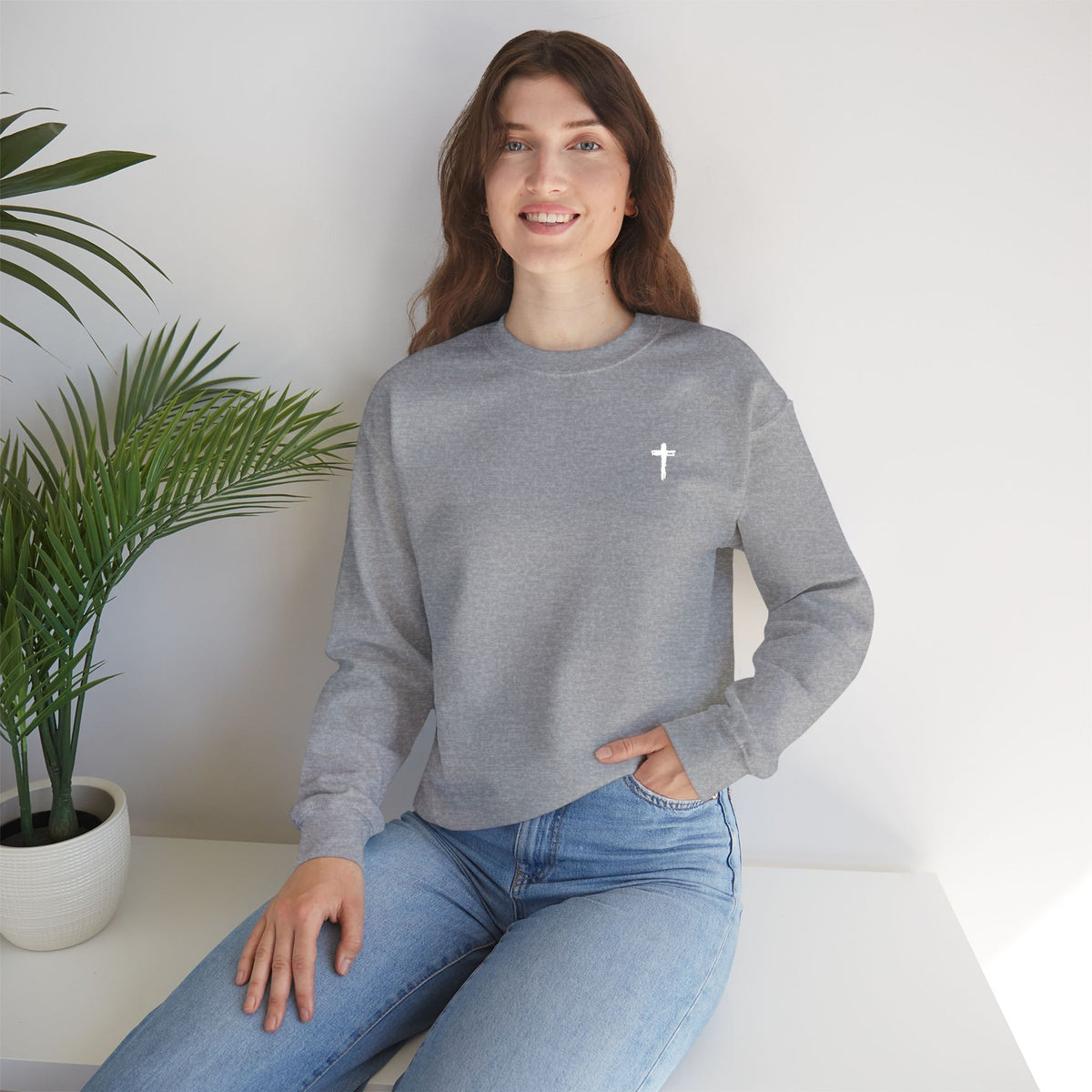 Sweatshirt - Subtle White Cross (Embroidered)