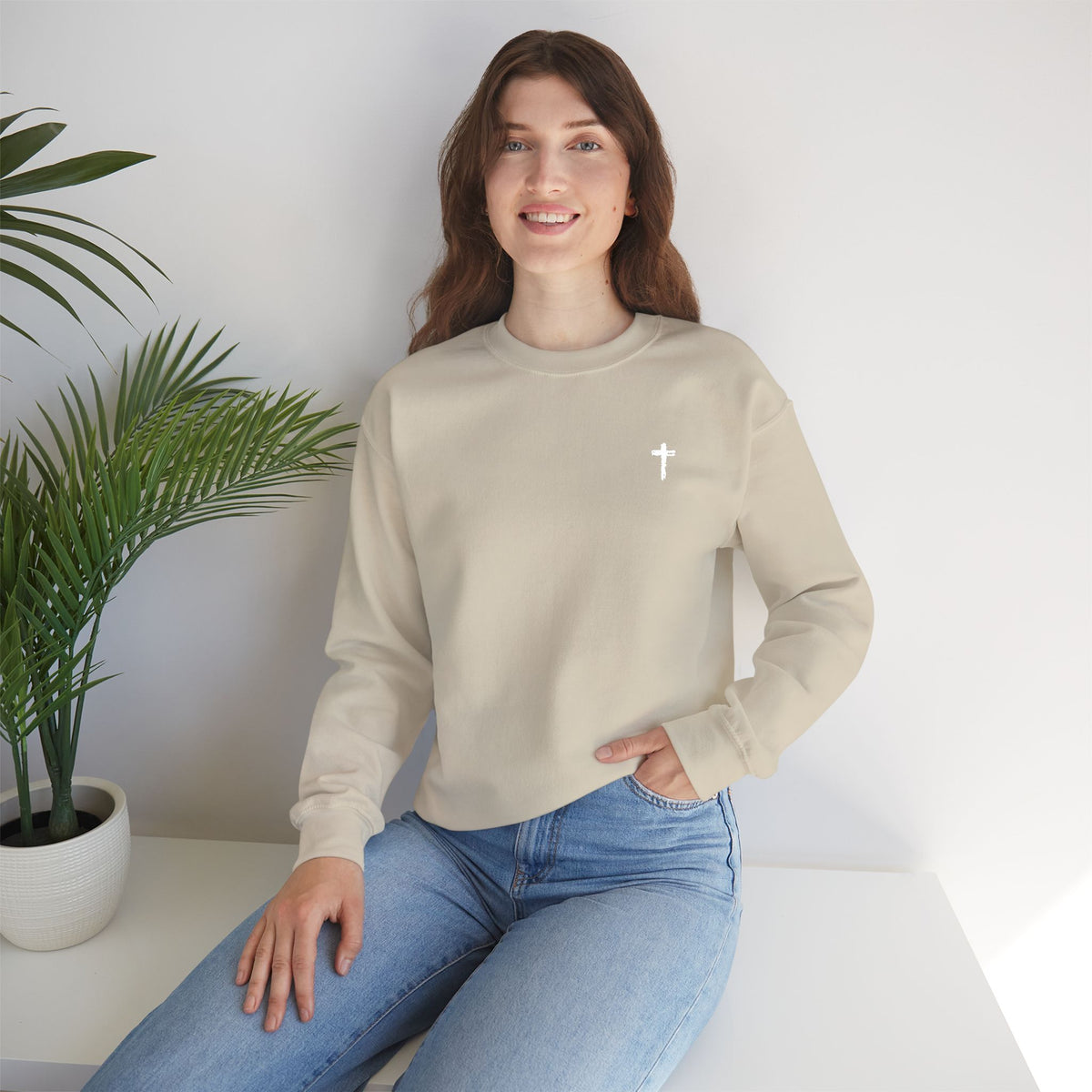 Sweatshirt - Subtle White Cross (Embroidered)