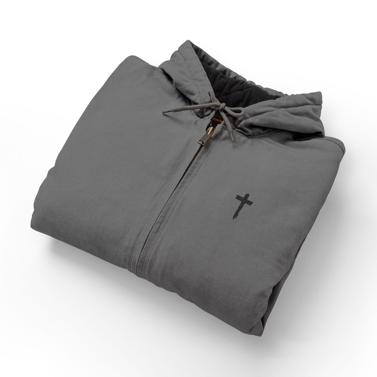 Men's Black Cross (Embroidered) Hooded Work Jacket