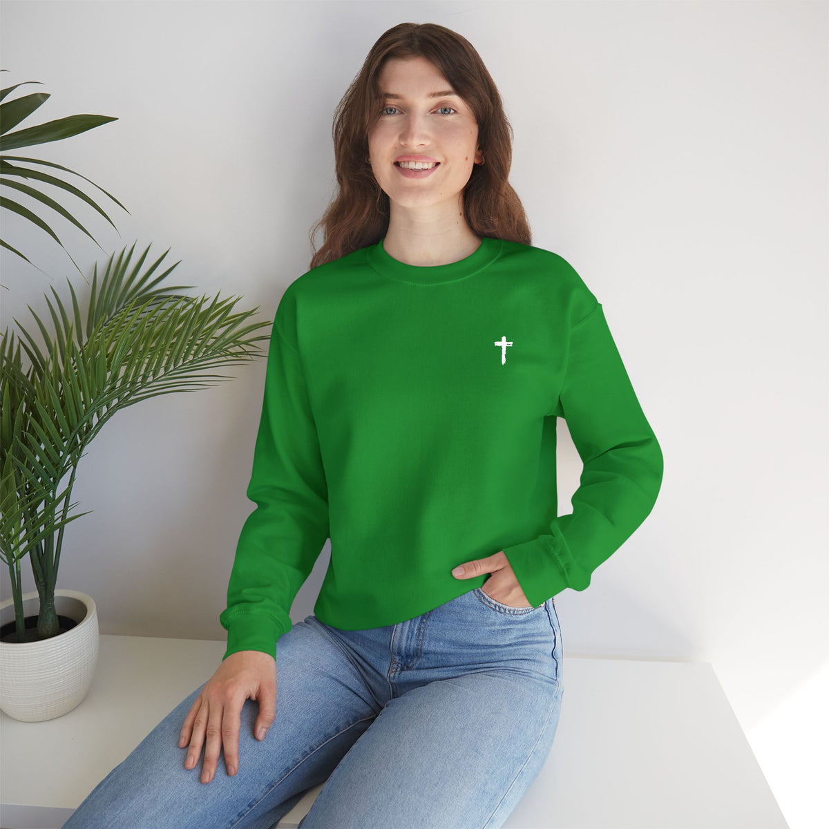Sweatshirt - Subtle White Cross (Embroidered)