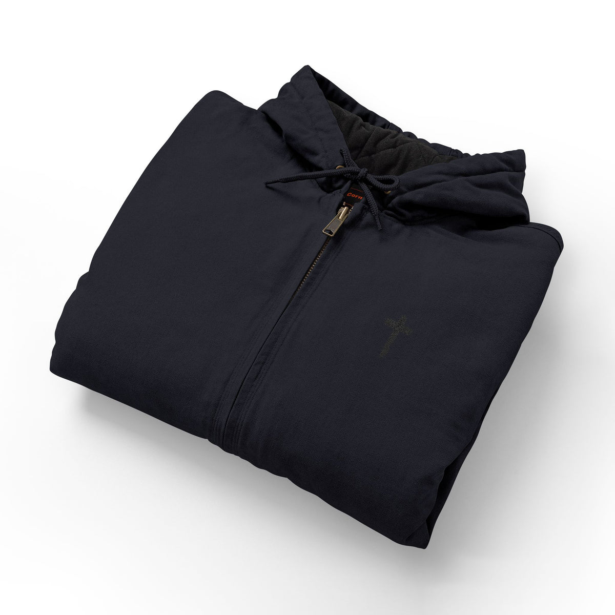 Men's Black Cross (Embroidered) Hooded Work Jacket