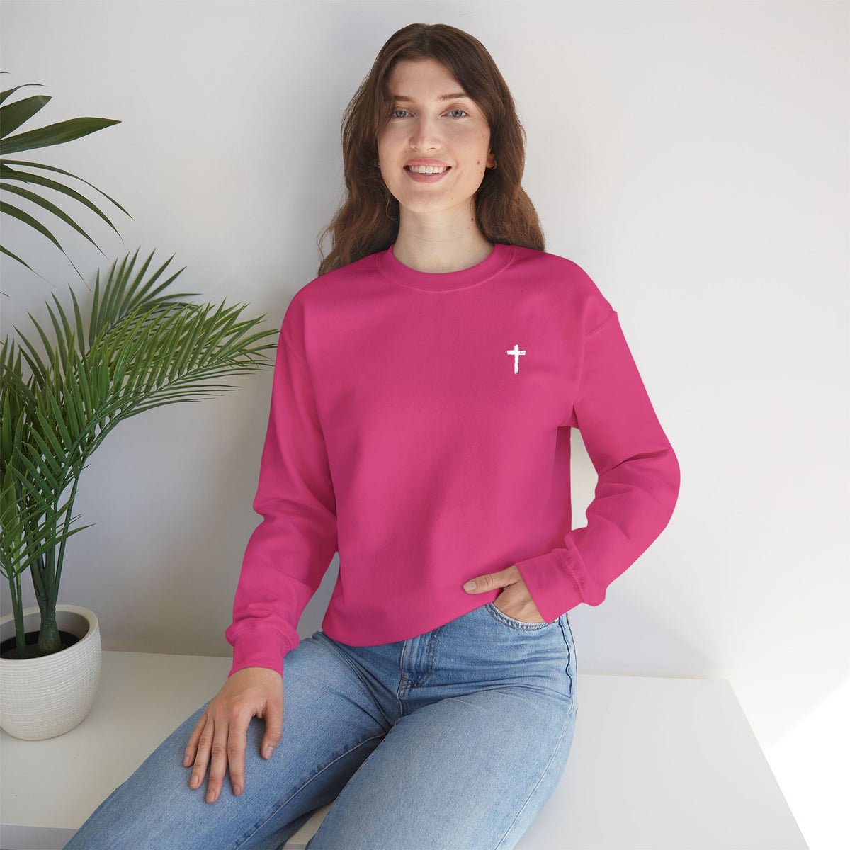 Sweatshirt - Subtle White Cross (Embroidered)