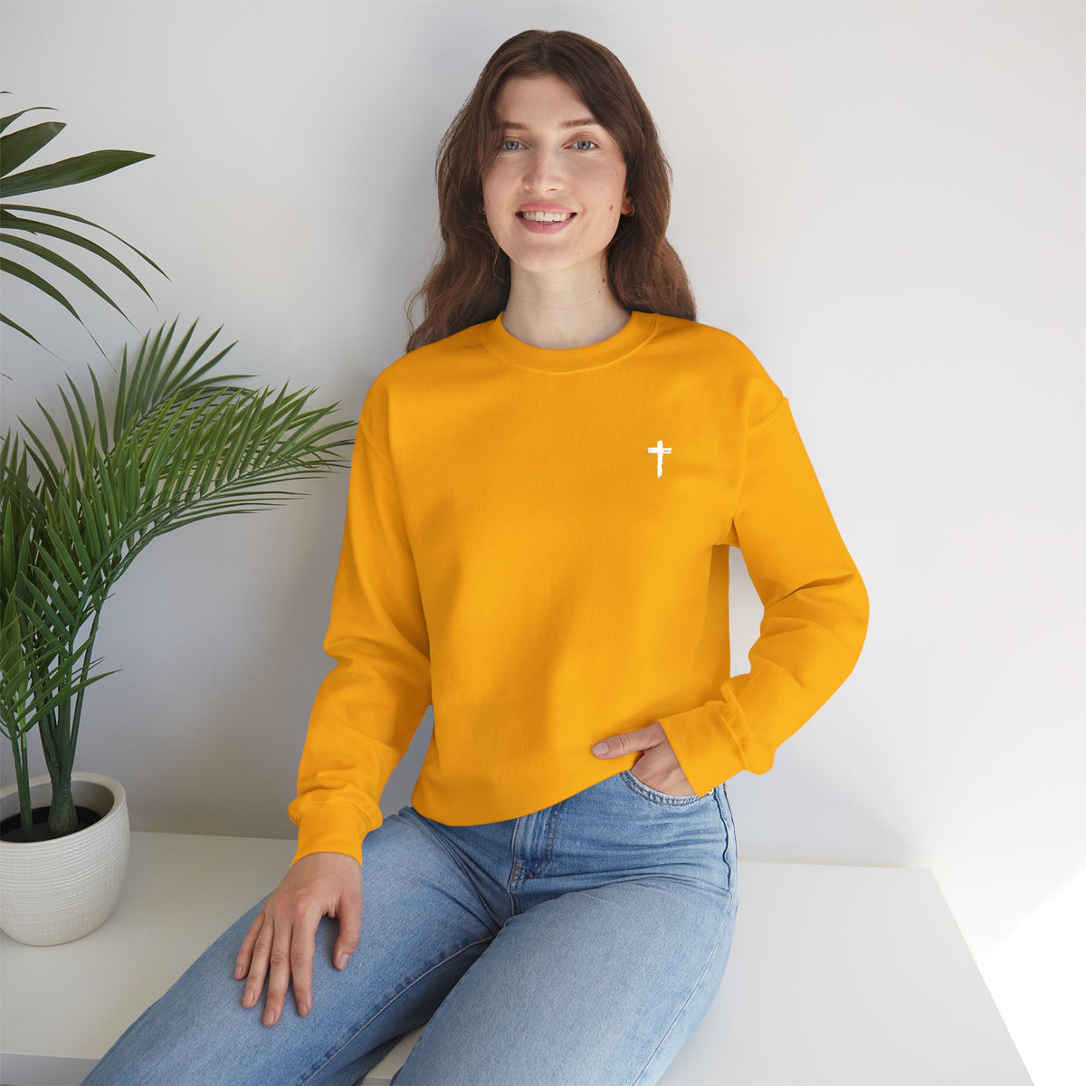 Sweatshirt - Subtle White Cross (Embroidered)